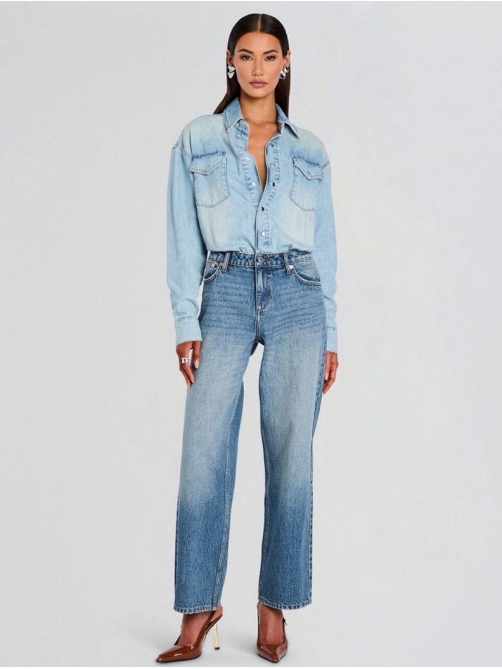 SER.O.YA Avani Denim Jumpsuit in Horizon size Large NEW